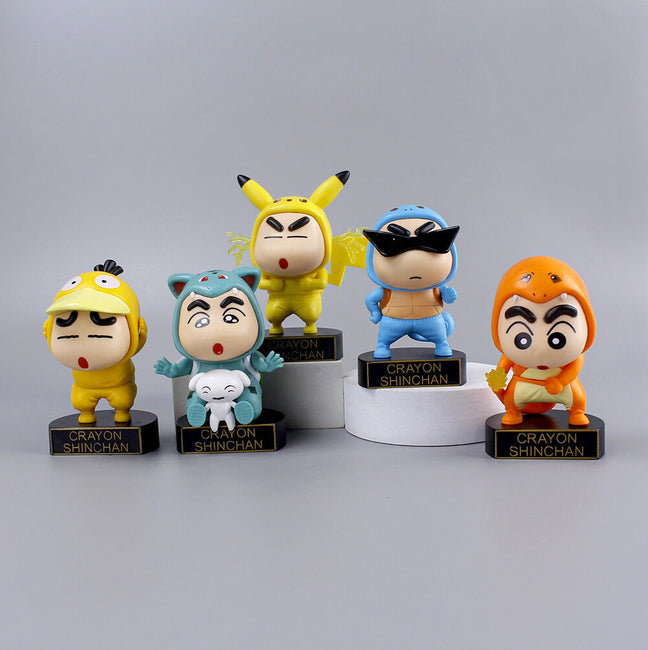Pokémon Edition Crayon Shin-chan Mini Figure 5 Pieces - Gamer Decoration