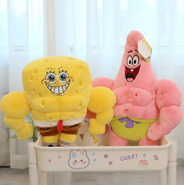 Muscular Spongebob And Patrick Plush - Gamer Decoration