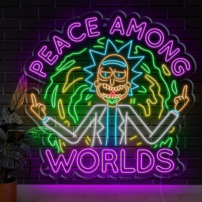 Rick Peace Among Worlds Neon Sign - Gamer Decoration