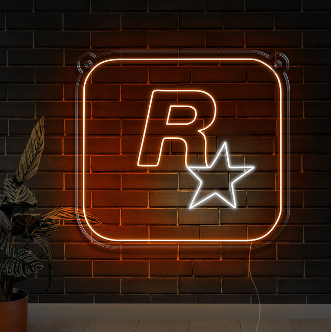 Rockstar Games Neon Sign - Gamer Decoration