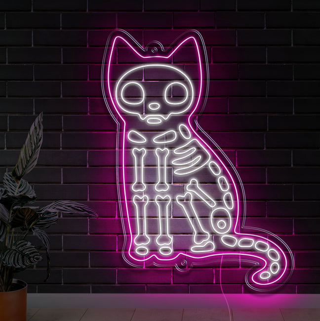 Skeleton Cat Neon Sign - Gamer Decoration