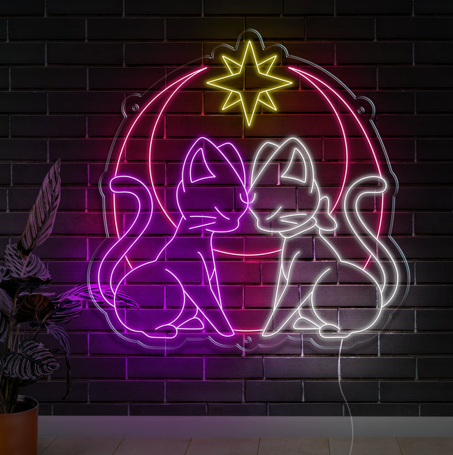 Sailor Moon Cats Neon Sign - Gamer Decoration