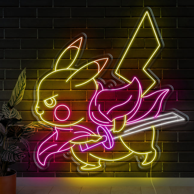 Samurai Pikachu Neon Sign - Gamer Decoration