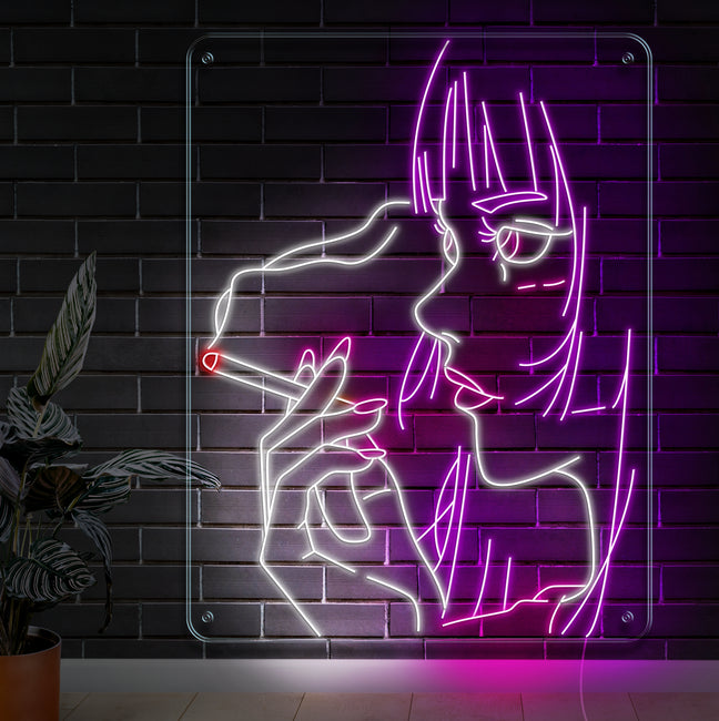 Smoking Anime Neon Sign - Gamer Decoration