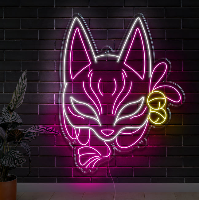 Kitsune Mask Neon Sign - Gamer Decoration