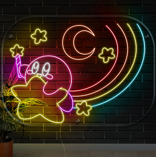 Kirby In The Sky Neon Sign - Gamer Decoration