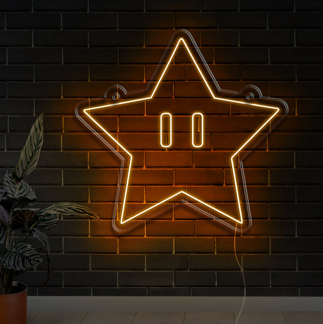 Mario Star Neon Sign - Gamer Decoration